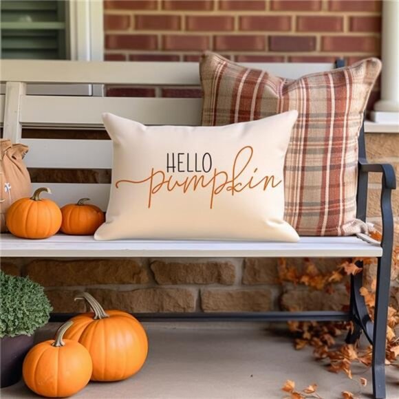 Fall Pillow Covers 12x20 Inch,Autumn Hello Pumpkin Pillows Decorative - Picture 5 of 7